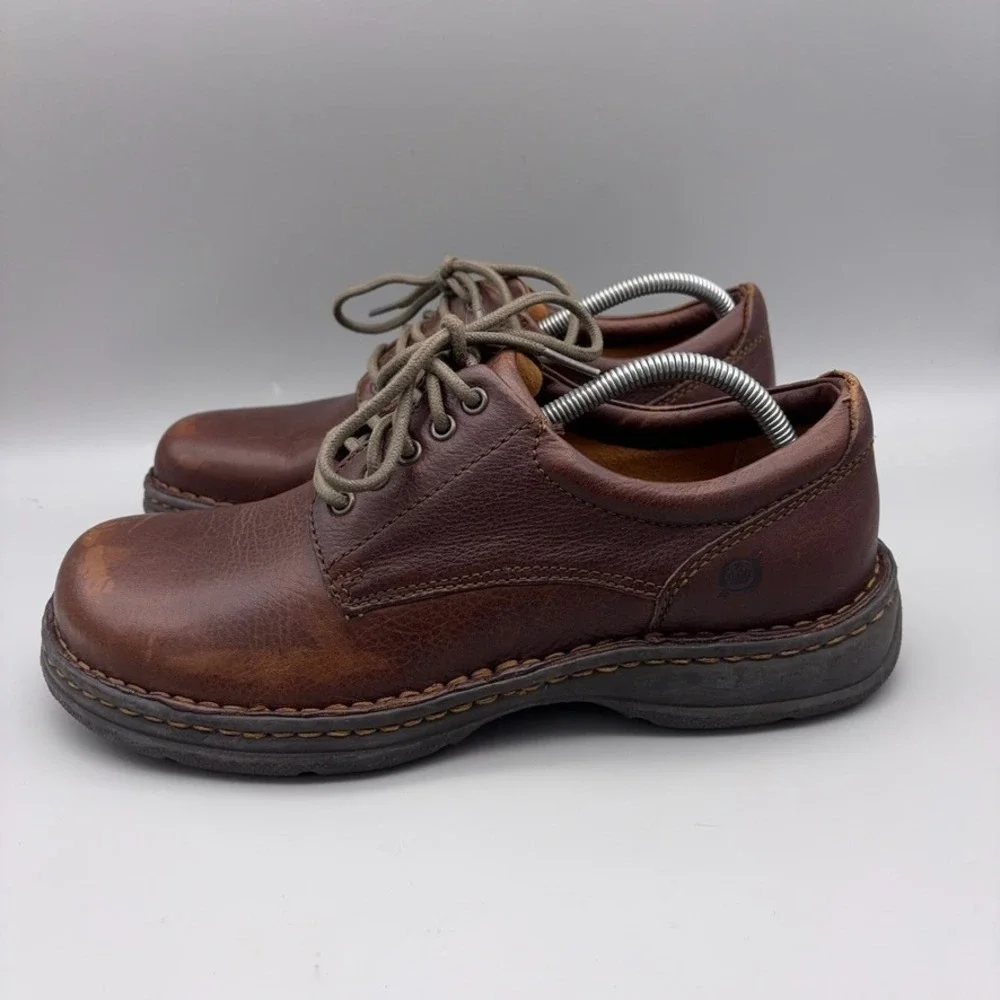 Born Shoes Mens 9 Brown Leather Lace Up Oxford Casual Comfort Work Heavy